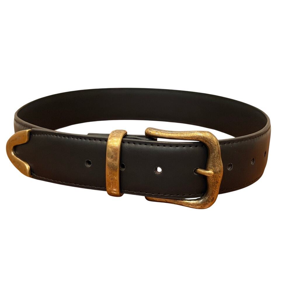 Asos Black Belt Gold Buckle and Trim Sz XXS